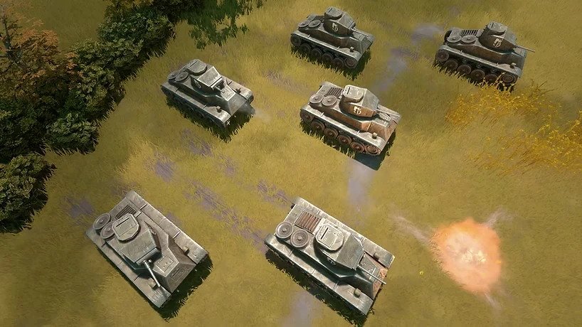 Foxhole tanks in open-field combat with ESP overlays on Windows PC