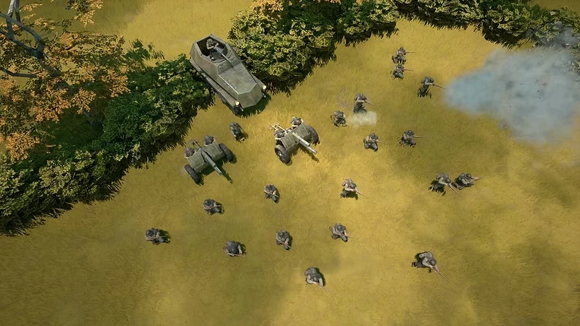 Foxhole infantry and artillery positions during a frontline push